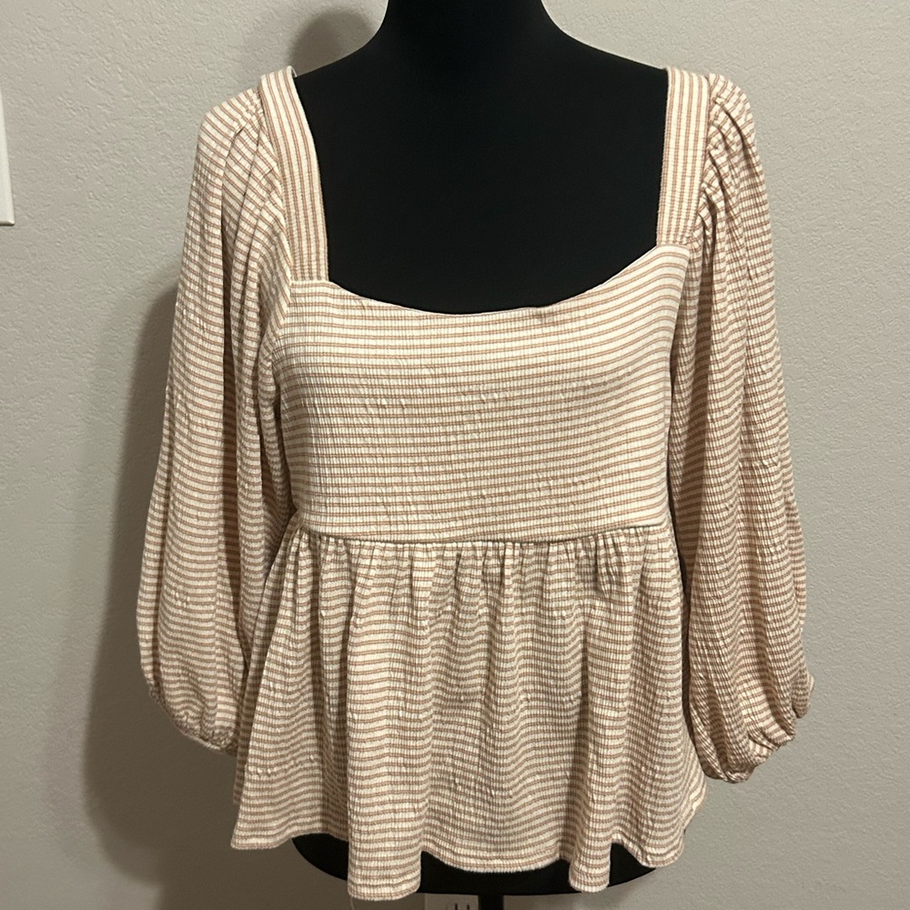 Women’s 3/4 sleeve striped top (crop)
